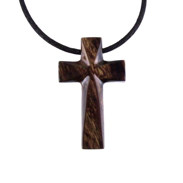 Hand Carved Wooden Cross Pendant, Mens Wood Cross Necklace, Handmade Christian Jewelry Gift