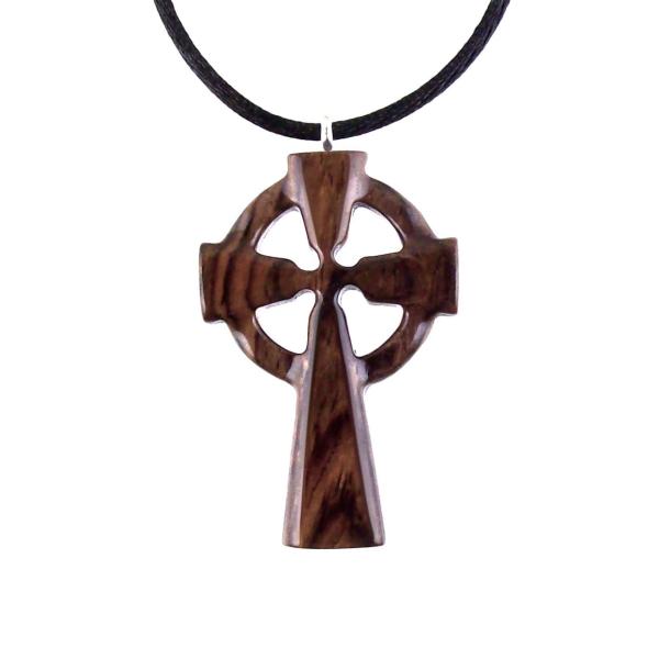 Wooden Celtic Cross Pendant, Hand Carved Celtic Cross Necklace, Wood Cross Necklace Gift for Him, Irish Christian Jewelry