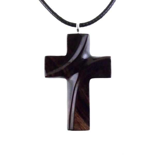 Wood Cross Necklace, Hand Carved Wooden Cross Pendant for Men Women, Handmade Christian Jewelry