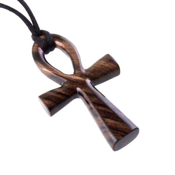 Large Ankh Pendant, Wood Egyptian Ankh Necklace, Wooden Cross Ankh Pendant, Mens African Jewelry
