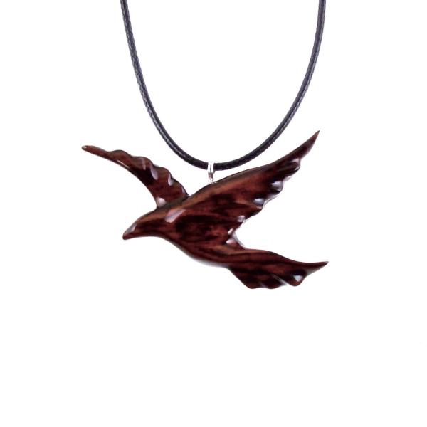 Hand Carved Wood Dove Pendant, Flying Bird Necklace, Wooden Jewelry Gift for Women