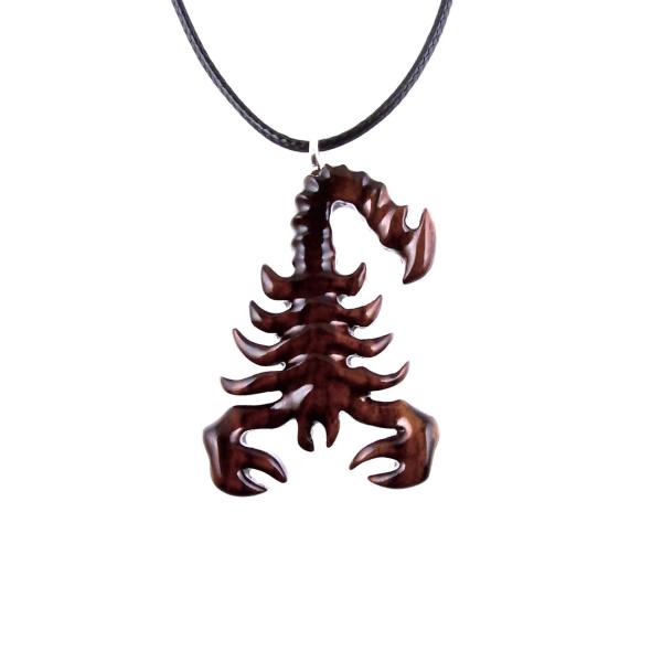 Hand Carved Scorpion Pendant, Wooden Scorpion Necklace, Scorpio Wood Jewelry Totem Spirit Animal