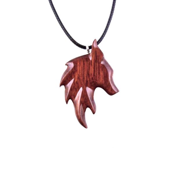 Wooden Fox Pendant, Hand Carved Fox Necklace, Totem Animal Wood Jewelry for Men Women