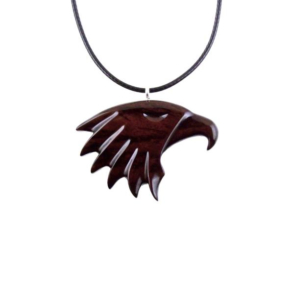 Eagle Necklace, Hand Carved Wooden Bird Pendant, Totem Wood Jewelry, Gift for Men