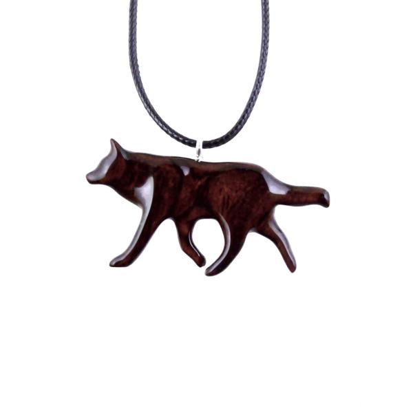 Wooden Wolf Necklace, Hand Carved Wolf Wood Pendant, Totem Spirit Animal, Woodland Jewelry