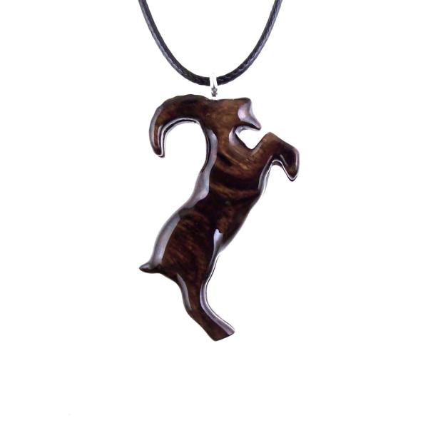 Mountain Goat Pendant, Hand Carved Wooden Goat Necklace, Capricorn Animal Wood Jewelry