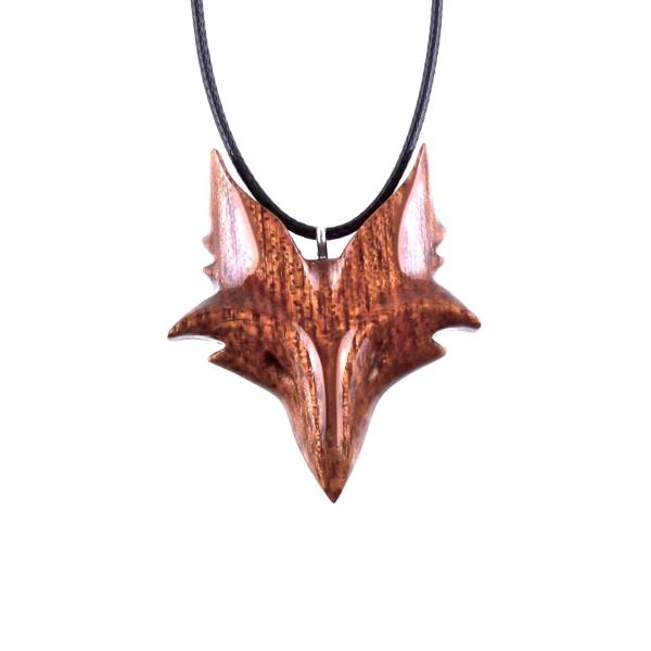 Wooden Fox Pendant, Hand Carved Celtic Fox Necklace, Totem Spirit Animal Wood Jewelry Gift