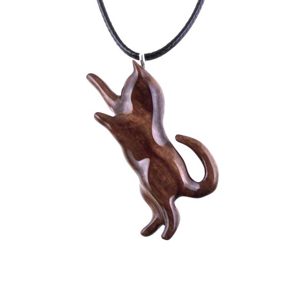 Kitten Necklace, Hand Carved Wooden Cat Pendant, Pet Animal Necklace, Handmade Wood Jewelry Gift