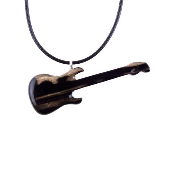 Hand Carved Bass Guitar Pendant Necklace, Wooden Music Lover Gift for Men Women