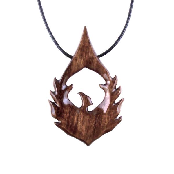 Phoenix Necklace, Hand Carved Phoenix Wooden Pendant, Handmade Inspirational Wood Jewelry Gift