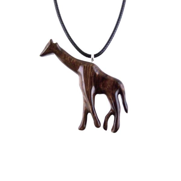 Hand Carved Giraffe Pendant, Wooden Giraffe Necklace, African Animal Wood Jewelry for Men Women