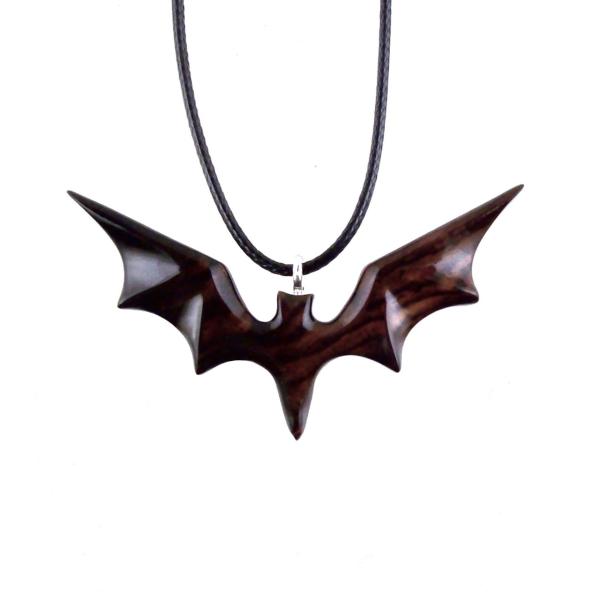 Hand Carved Bat Necklace, Wooden Bat Pendant, Totem Spirit Animal Handmade Wood Jewelry